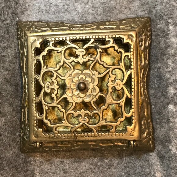 Vintage Brass Ashtray with Flip Top Cigarette Holder Box - Picture 7 of 10